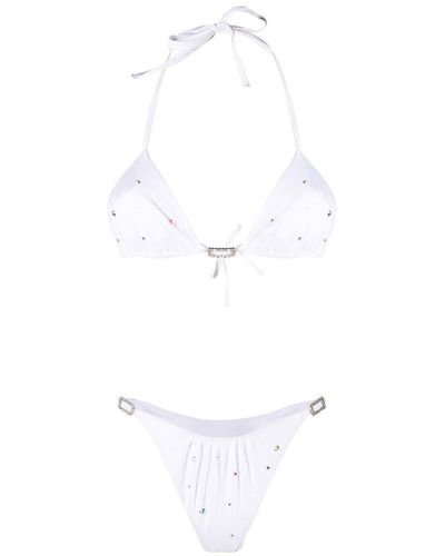 Alessandra Rich Set bikini con strass - Bianco