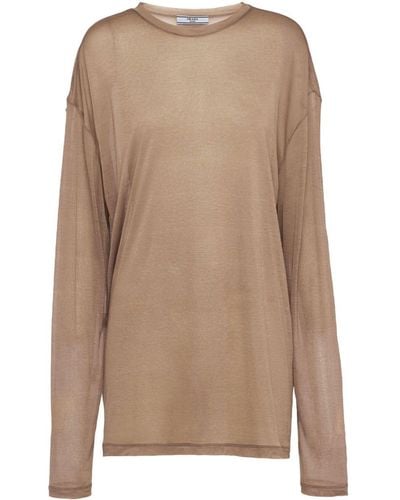 Prada Semi-sheer T-shirt - Brown