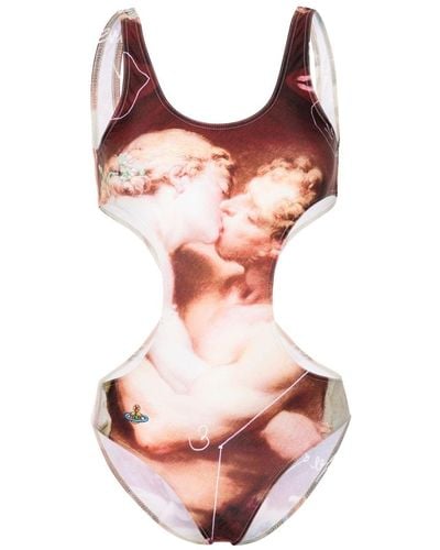 Vivienne Westwood Graphic-print Cut-out Swimsuit - Pink