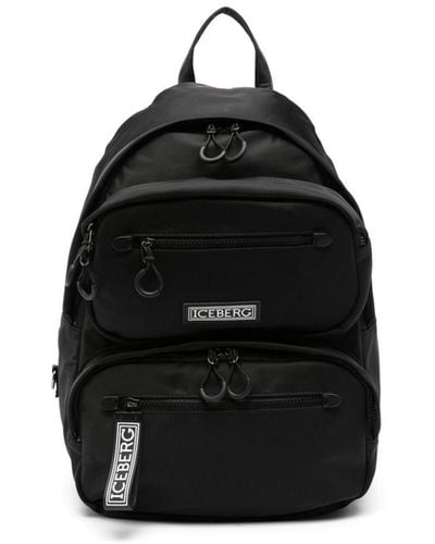 Iceberg Logo-embossed Backpack - Black