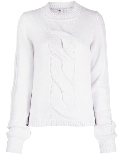 Patrizia Pepe Cut-out Cable-knit Jumper - White