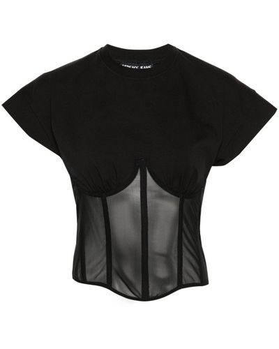 Versace メッシュパネル Tシャツ - ブラック
