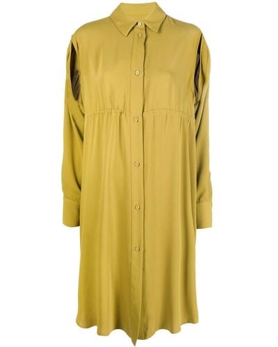 MM6 by Maison Martin Margiela Slit-sleeved Shirt Dress - Yellow