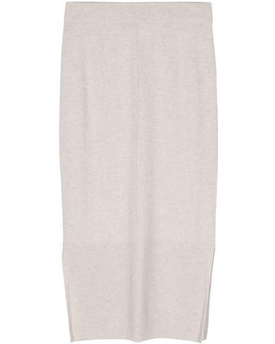 N.Peal Cashmere Side-slit Cashmere Skirt - White