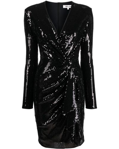 Diane von Furstenberg Lexa Sequin-embellished Wrap Dress - Black