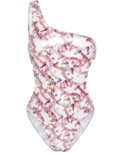 Vivienne Westwood Laminierter Badeanzug mit Logo-Print - Pink