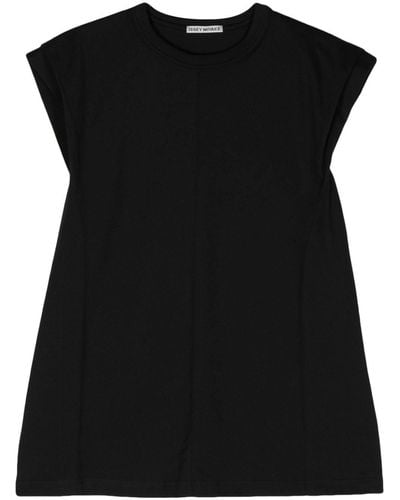 Issey Miyake T-shirt en coton biologique à design sans manches - Noir