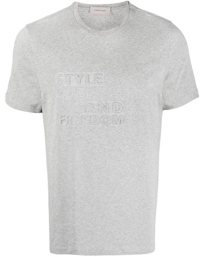 Corneliani Slogan-print Short-sleeved T-shirt - Grey