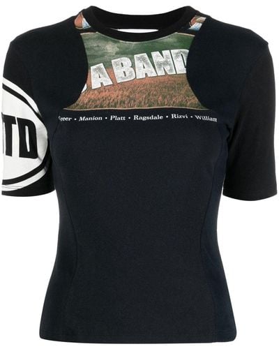 Marine Serre T-Shirt mit grafischem Print - Schwarz