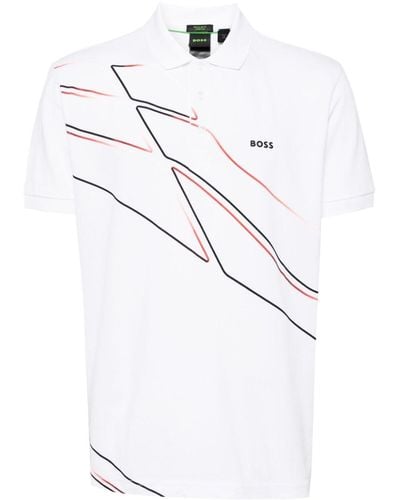 BOSS Poloshirt mit Logo-Print - Weiß
