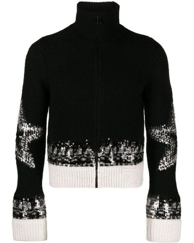 Zadig & Voltaire Christa Intarsia-knit Sequinned Cardigan - Black