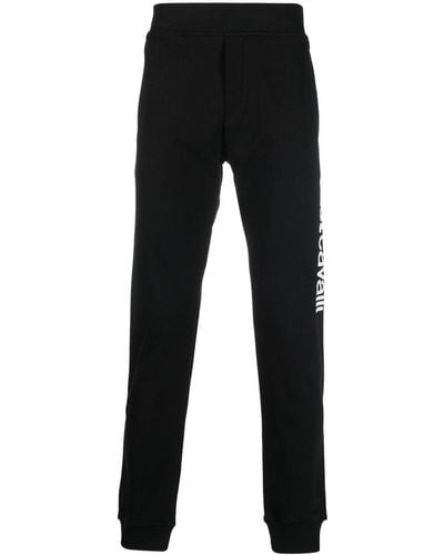 Just Cavalli Pantalon de jogging en coton à logo imprimé - Noir