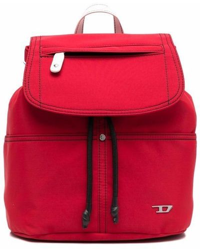 DIESEL Foldover Drawstring Backpack - Red