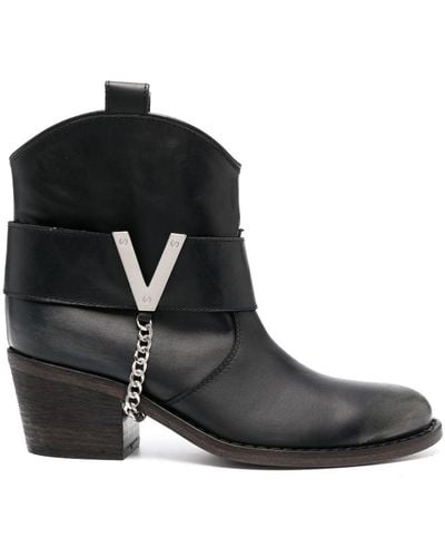Via Roma 15 70mm Leather Ankle Boots - Black