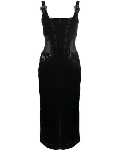 Versace Jeanskleid mit Kontraststickerei - Schwarz