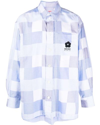 KENZO Camisa oversize con diseño patchwork - Azul