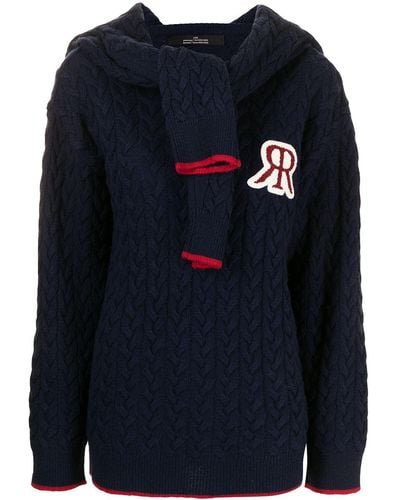 ROKH Sailor Cable Knit Sweater - Blue