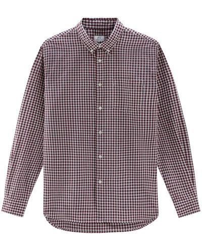 Woolrich Checked Cotton-poplin Shirt - Purple