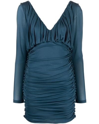 Saint Laurent Mini-jurk Met V-hals - Blauw