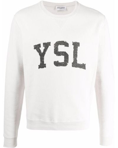 Saint Laurent Sweatshirt mit Logo-Print - Weiß