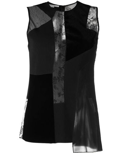 Stella McCartney Top de terciopelo con diseño patchwork - Negro