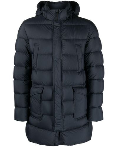 Herno Quilted Hooded Down Jacket - Blue