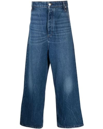 Ami Paris Jeans a gamba ampia con applicazione - Blu