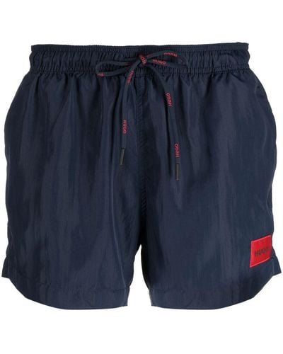 HUGO Pantalones cortos de chándal con parche del logo - Azul