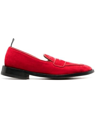 Thom Browne Penny-slot Velvet Loafers - Red