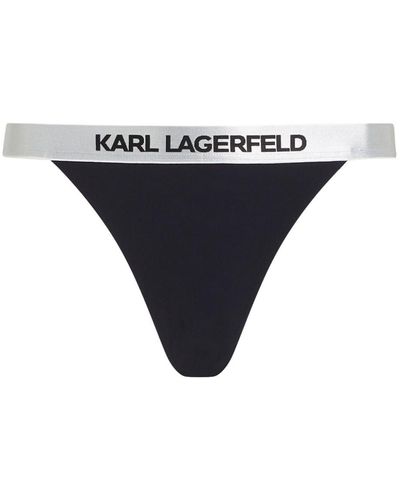 Karl Lagerfeld Bikinihöschen mit Logo-Bund - Blau