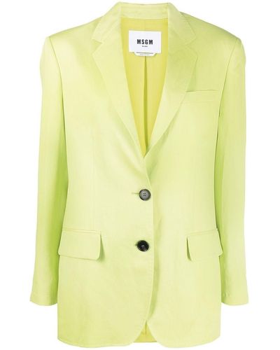 MSGM Single-breasted Tailored Blazer - Yellow