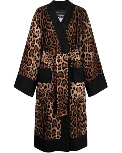 Dolce & Gabbana Leopard Print Bathrobe - Black