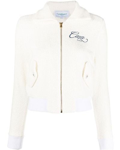Casablancabrand Embroidered-logo Zip-fastening Jacket - White