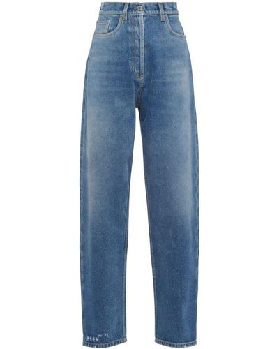 Prada Jean droit à taille haute - Bleu