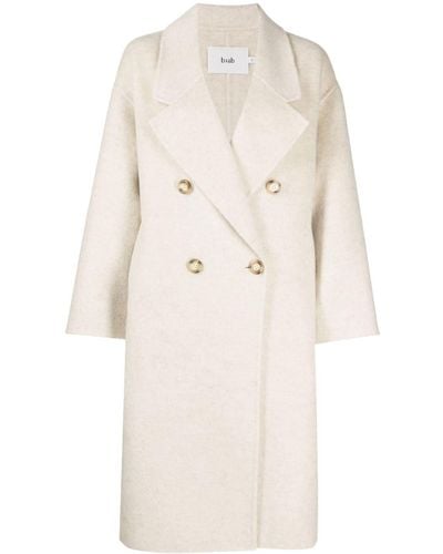 B+ AB Wide-lapels Double-breasted Coat - Natural