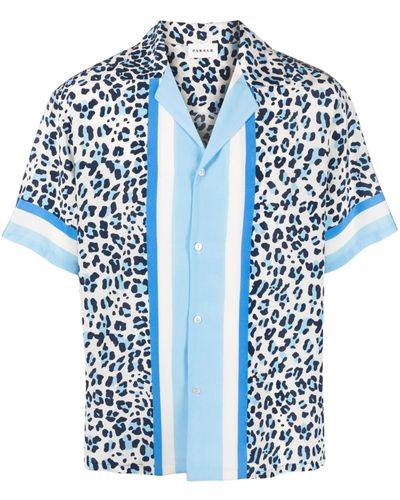 P.A.R.O.S.H. Seidenhemd mit Leoparden-Print - Blau