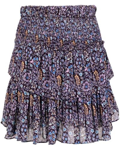 Isabel Marant Floral-print Tiered Skirt - Blue