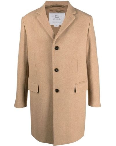 Woolrich Classic Single-breasted Wool Coat - Natural