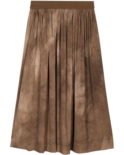 Uma Wang Garment-dyed Pleated Skirt - Brown