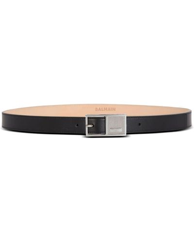 Balmain Thin Signature Leather Belt - Black