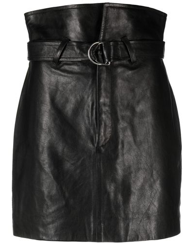 IRO Angelica Belted Leather Skirt - Black
