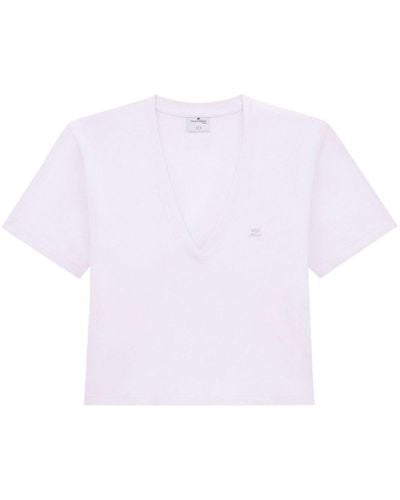 Courreges T-shirt con applicazione crop - Bianco