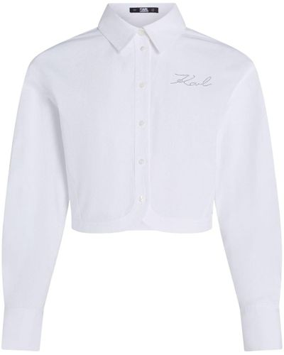 Karl Lagerfeld Cropped-Hemd aus Bio-Baumwolle - Weiß