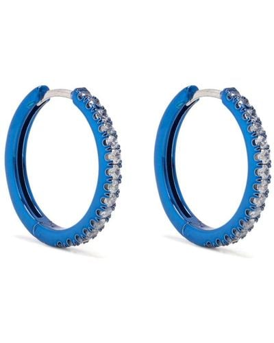 Eshvi Crystal Embellishment Hoop Earrings - Blue