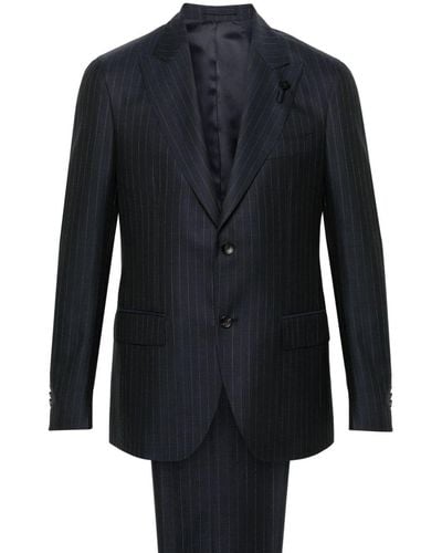 Lardini Pinstriped Single-breasted Wool Suit - Blue