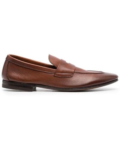 Henderson Grained Leather Loafers - Brown