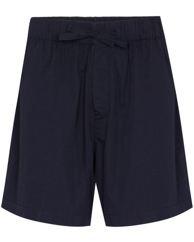 Tekla High-waisted Drawstring Poplin Shorts - Blue