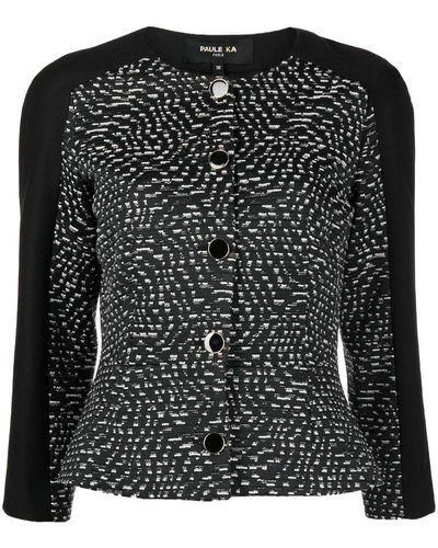 Paule Ka Panelled-design Tweed Jacket - Black