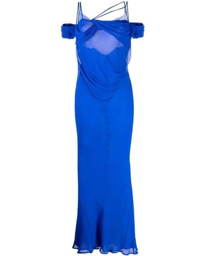 Rachel Gilbert Quinn Silk Maxi Dress - Blue