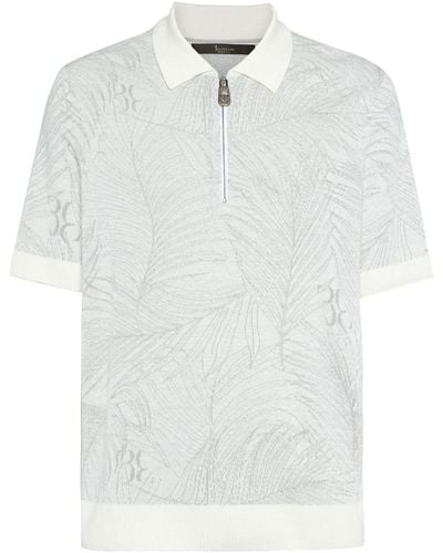 Billionaire Leaf-print Polo Shirt - White